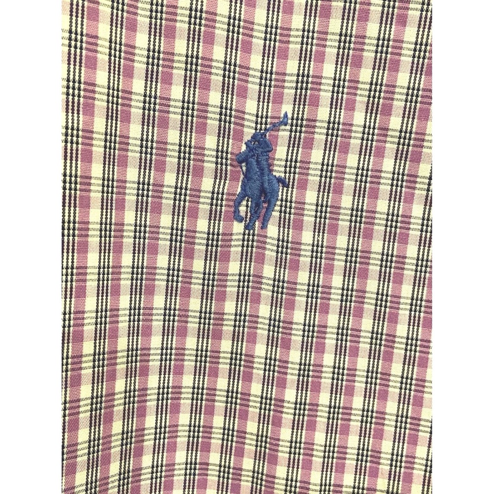 Ralph Lauren Mens Vintage 90s Micro Check Button Down Shirt Purple Blue XL 17-35 - Picture 3 of 5